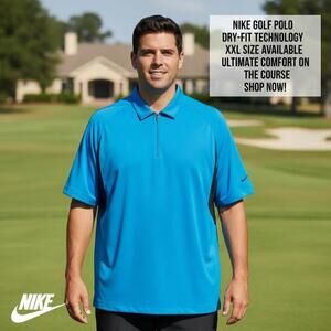 Nike Golf Dri-FIT Polo Shirt XXL Blue & Black